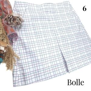 New BOLLE White Pink Green Plaid Tennis Golf Skirt Sz 6